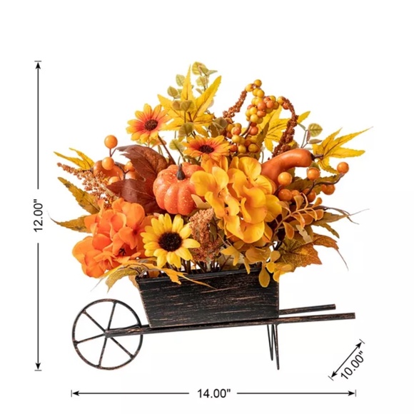 Glitzhome 12 in. H Fall Floral Cart Centerpiece - Picture 2 of 4